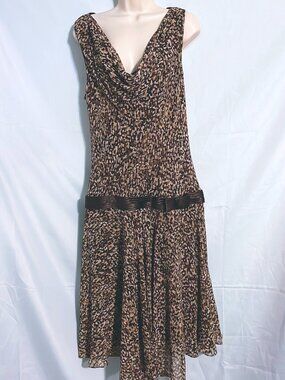 Plaza South Brown Cowl Neck Dress Size 16